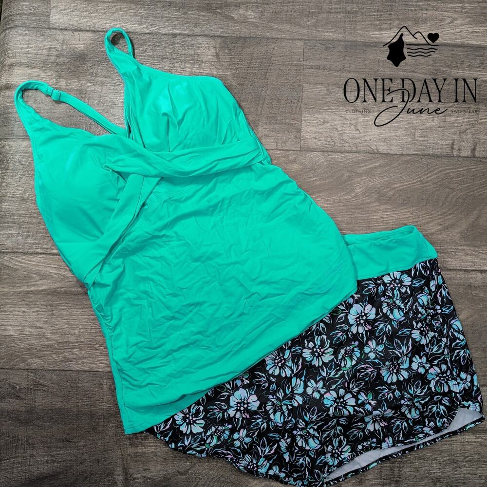 Tempt Me Cross Back Boyshort Tankini Swimsuit Size 18W